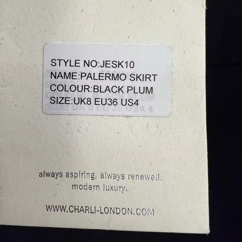 Charli London Pencil Skirt Black Plum Midi Stretch Jersey Palermo US 4 New Purple