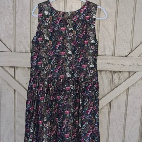 Vintage floral sleeveless jumper dress • possibly handmade • 90s • Teachercore