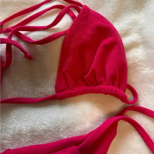 Daily Drills  Hot Pink Terry Cloth Bikini Set