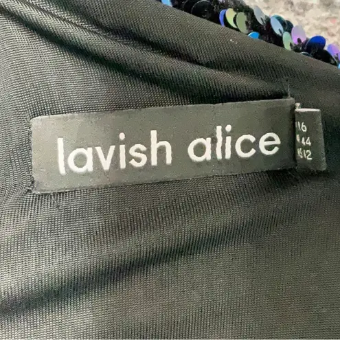 Lavish Lice LAVISH ALICE One Shoulder Sequin Cluster Velvet Party Cocktail Dress Size 12