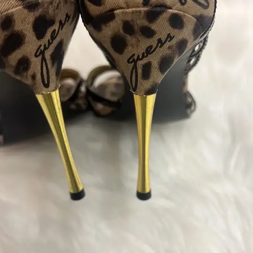 Guess  Leopard Print and Patent Leather Strappy Heels BIN 12