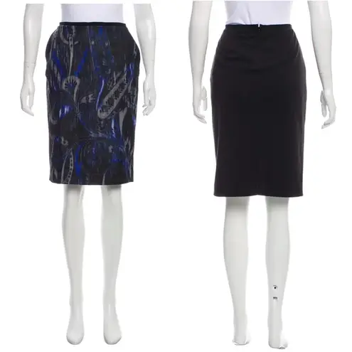 T Tahari Sloanne Black knee-length w/ abstract pattern Pencil Skirt Size 4 New