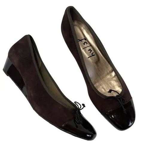 Fs / Ny Womens Brown Suede Cap Toe Wedge Shoes Size 9.5 Made In Spain