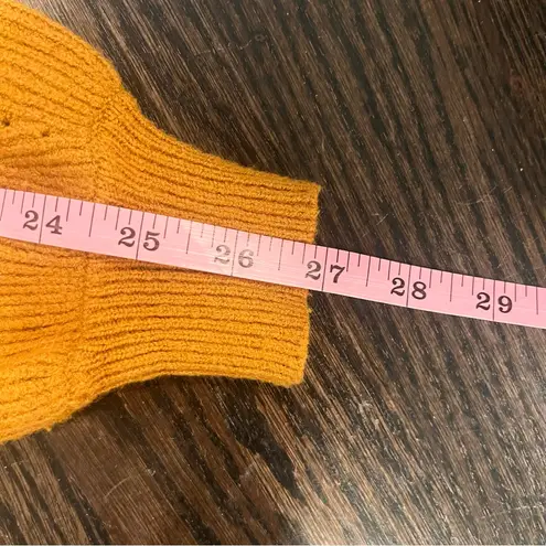 Women's Mustard Cropped Mock Neck Ribbed Sweater Size Small Yellow