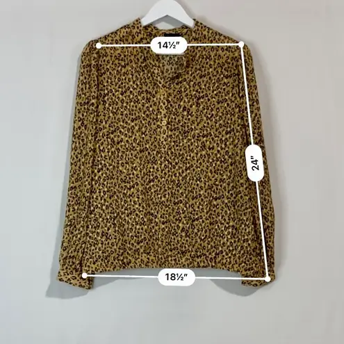 Who What Wear Women’s Long Sleeve Textured 1/4 Button Down Leopard Size L NWOT - Image 6