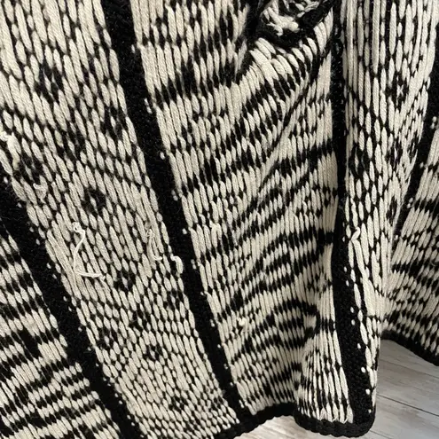 W by Worth Womens PS Cardigan Sweater Wool Blend Open Front Aztec Black & White Size undefined