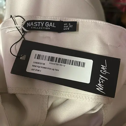 Nasty Gal NWT!  Belted High Waisted Wide Leg Pants Light Stone - size 0