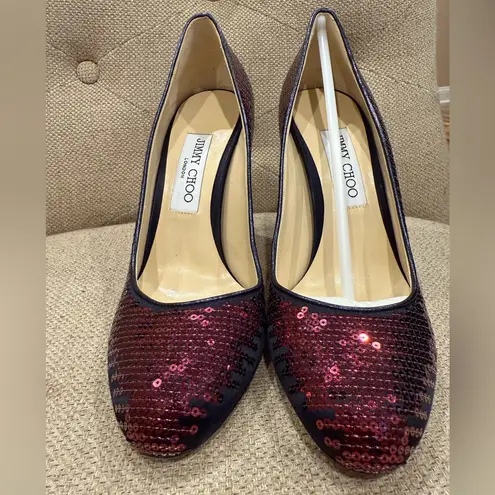 Jimmy Choo Billie 85 Sequin Block Heel Pumps