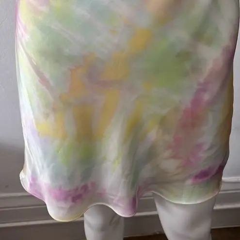 ZARA  satin tie dye watercolor cowl neck Strappy halter neck fairy mini dress XS