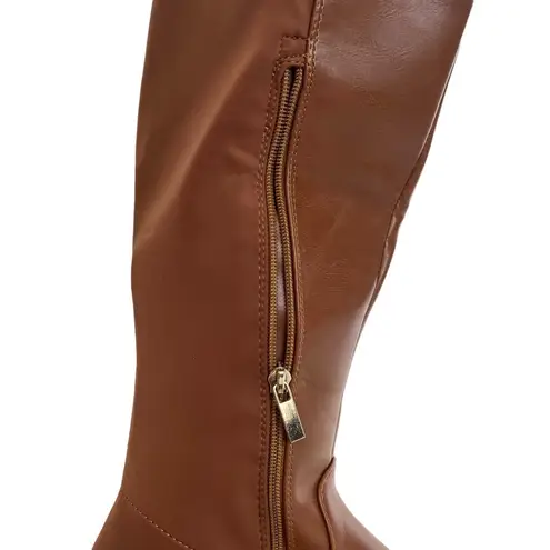 Shoedazzle  Demi Boots Riding Chunky Lug Sole Brown Knee High