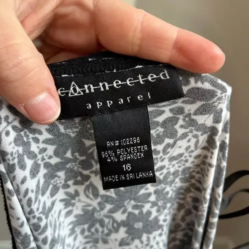 Connected Apparel Floral Midi Dress 16 V Neck Stretch Y2K Office Casual Classic