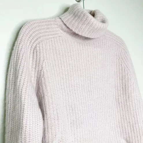 360 Cashmere  Womens Sweater Waffle Knit Long Sleeve Turtleneck Pullover Pink M