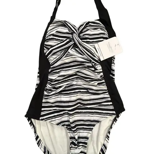 Dolfin One Piece Swimsuit Black White Women's Size 8 NWT Halter