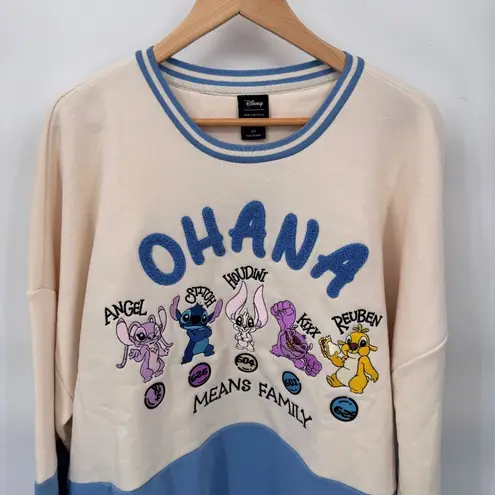 Her Universe Disney Lilo Stitch Ohana Sweatshirt Womens 2X White Blue NEW - Image 2