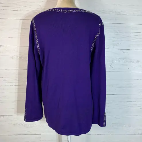 Quacker Factory Add a touch of glamour to your wardrobe with this stunning Women's Purple Sweater Top.