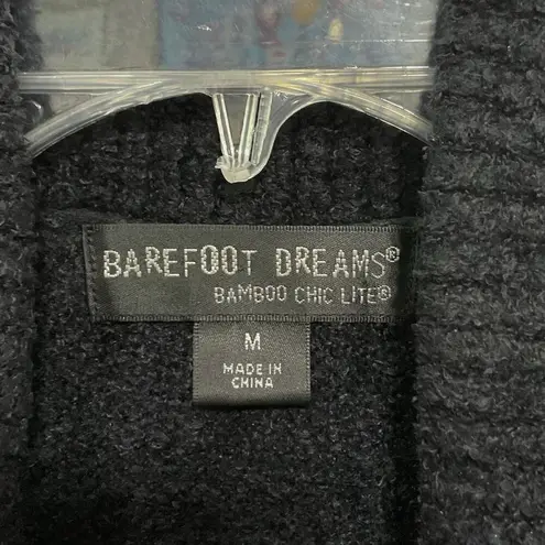 Barefoot Dreams Black Cardigan Bamboo Chic Lite Open Front Sz M Cozy Soft Drape