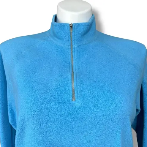 LL Bean Womens Quarter Zip Fleece Pullover Shirt Top Blue Outdoor Winter XL