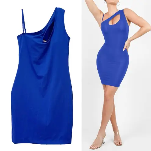 NWT Popilush Blue One Shoulder Cutout Mini Dress Size Large Shapewear Clubwear