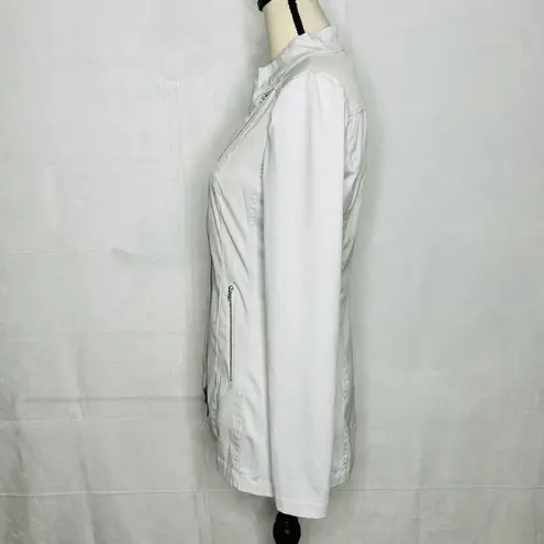 Noel Asmar Asymmetrical White Zipped Jacket Pockets Sz XS Stretch