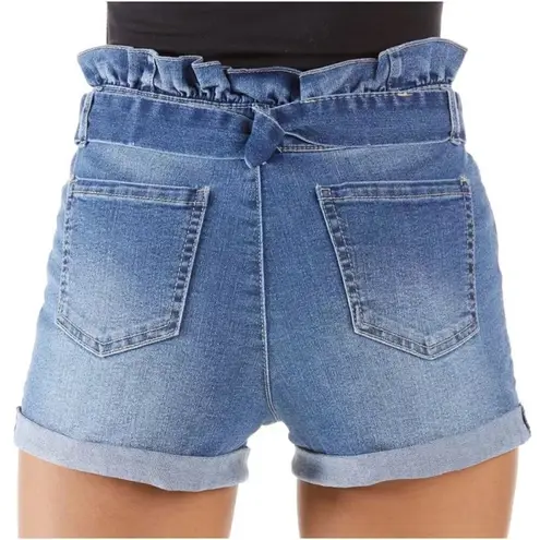 Blue Spice Juniors Womens  High Waist Medium Wash Paperbag Shorts - Sz 9