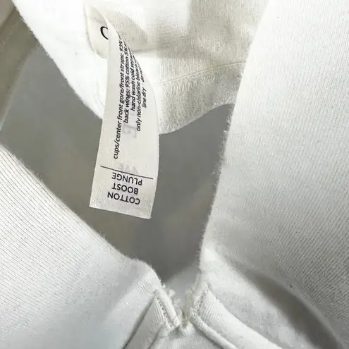 Cacique Plus Size 44F Bra Cotton Boost Plunge Knit Stretch White Solid 865