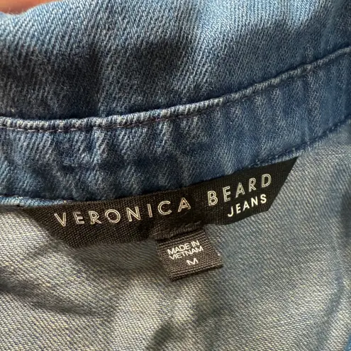 Veronica Beard Jeans Denim Romper Zip Up Long Sleeve Belted Size M Blue Size M