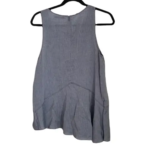 Derek Lam 10 CROSBY CHAMBRAY BLUE SLEEVELESS ASYMMETRICAL HEM TANK TOP 6