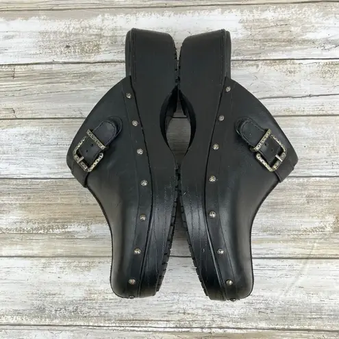 Abeo BioSystem Shoes 9.5N Fay Black Leather Nonslip Clogs Embellished Cushioned Size 9.5