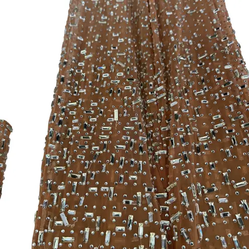 NEW Retrofete Vinci Maxi Dress Nude and Silver Size Medium Tan