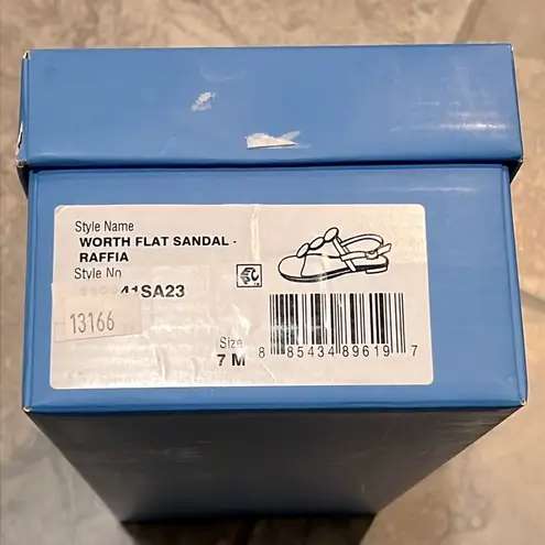 Jack Rogers  Worth Raffia Flat Sandals in Ivory/White, NWT, Size 7