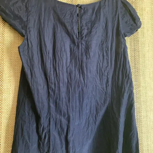 J.Crew  Blue Top Blouse Shirt Sleeve Silk Cotton Womens Size 0 Formal