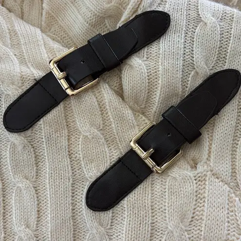 Jessica London Cream Buckle Trim Cable Knit Sweater Size 18/20