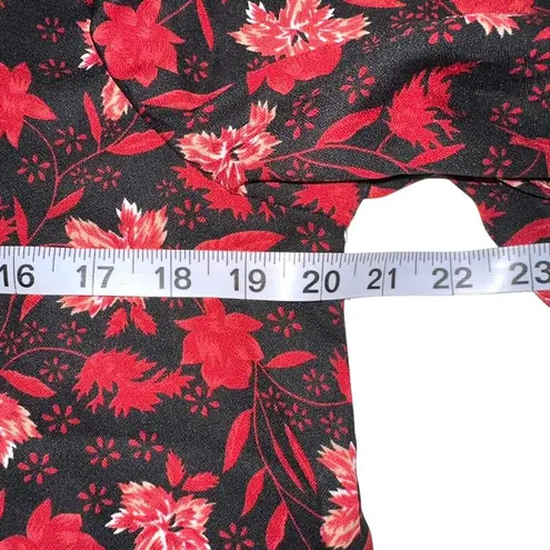 Walter Baker SIA Floral Long Sleeve Button Down Floral Red Black Blouse LARGE - Image 6