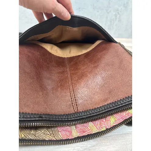 The Sak Iris Leather Crossbody Brown Black Two Tone Metallic Suede Shoulder Bag