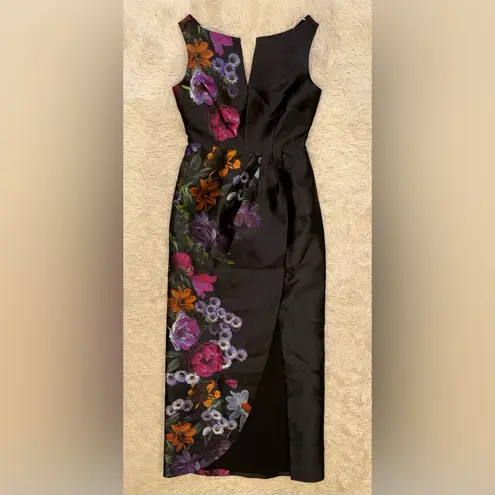 NWOT Kay Unger Helene Column Sleeveless raven boysenberry floral print sz 2 Purple