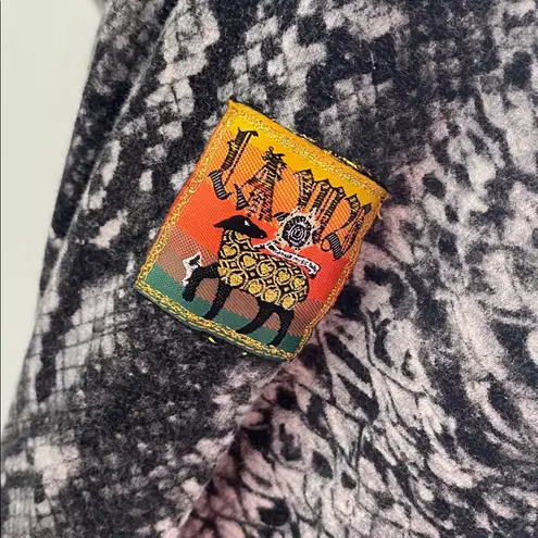 L.A.M.B. VINTAGE Snakeskin Print Zip Hoodie Womens Sz Large Black Grey Harajuku Y2K