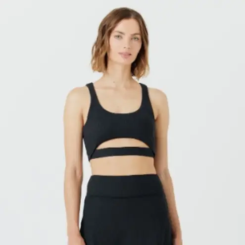 GIGI C Revolve Andrea Sports Bra Women's Small Black Ribbed Cutout V
