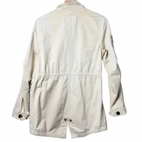 Bershka Cream Utility Trench Coat Jacket Arm Patches Womens US Size XS