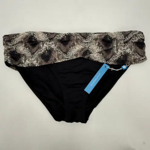 Bleu Rod Beattie Swim Bottoms Size 12 NWT Snake Python Print Foldover Black