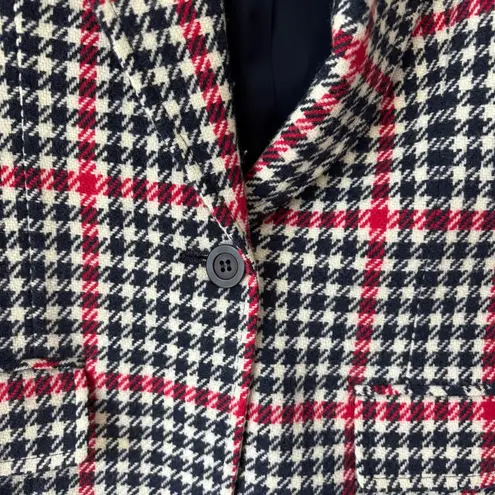 Pendleton 100% Virgin Wool Houndstooth Blazer Blue Red White Suit Jacket Plaid