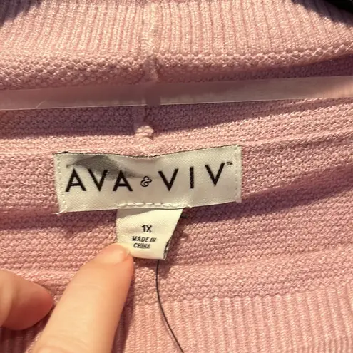 Ava & Viv New 1X Pink Cowl Neck Lightweight Sweater NWT