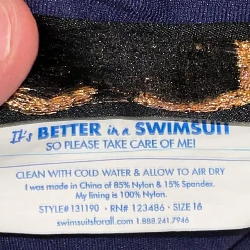 Tropiculture One Piece Swimsuit Geometric Floral Chevron Blue Women’s 16