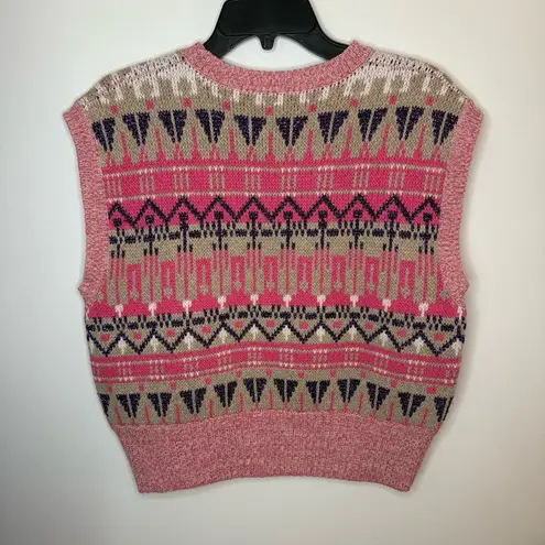 Paco Rabanne Pink Fair Isle Wool Blend Knit Sweater Vest Size XL