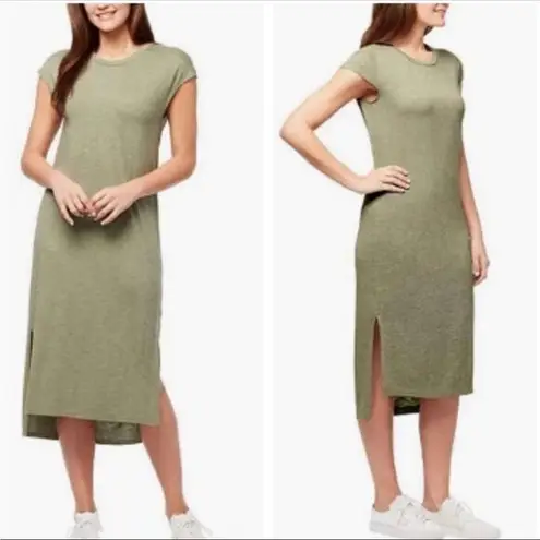 Jessica Simpson  Green Cap Sleeve Hi Low Side Slit Midi Dress Large