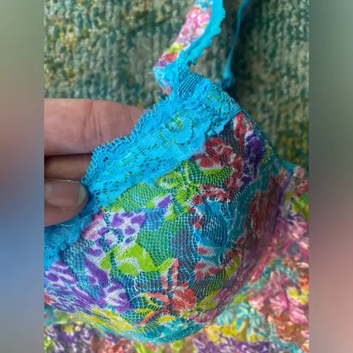 Rainbow floral lace bra top slip nightie, size 1X
