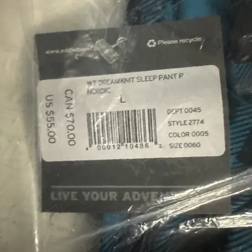 Eddie Bauer NEW  Sleepwear Women's L Nordic Blue Plaid Pajama Bottoms Sleep Pant