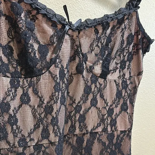 NWT Commense Size Small Lace Patchwork Cami Midi Dress Black