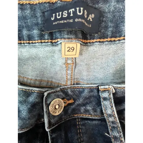 Just USA Dark Wash Distressed Ripped Skinny Jeans Denim Size 29