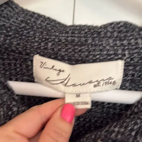 VintageāHavana grey cropped quarter snap collared pullover m Gray Size M