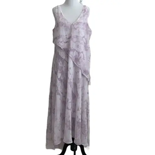 H by Halston lavender sky floral layered maxi dress women’s size 12
